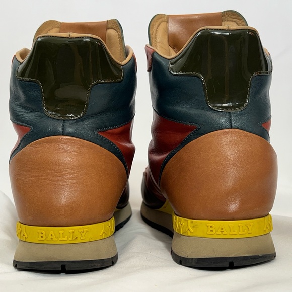 BALLY Asiaki Colorblock Leather High-Top Trainers Sneaker in Pumpkin * US Sz 8.5 - Picture 6 of 16